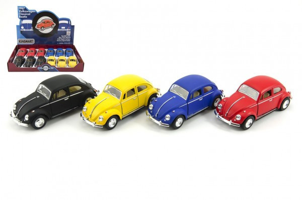 Auto Kinsmart VW Classical Beetle kov/plast 13cm na zpětné natažení 4 barvy