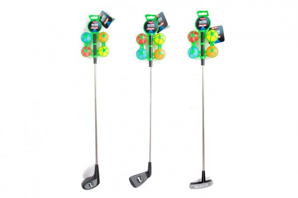 Golfová sada 1ks hůl 60cm + 4ks míček kov/plast