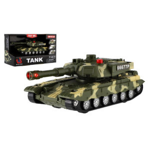 Tank plast 20cm na setrvačník na baterie se světlem se zvukem v krabici 23x14x11cm