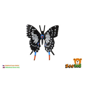 Zooted Motýl  tropický Papilio otakárek černo-šedivý 6cm