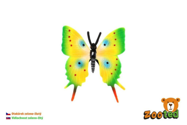 Zooted Motýl  tropický Papilio otakárek zeleno-žlutý  6cm