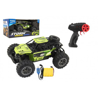 Auto RC buggy terénní zelené 22cm plast 2,4GHz na dálkové ovládání + dobíjecí pack v krabici