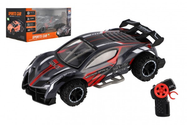 Auto RC sportovní plast 2,4GHz 20cm na dálkové ovládání  šedo-červené v krabici 24x12x14cm