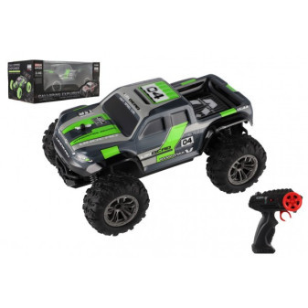 Auto RC pick up terénní plast 25cm 2,4GHZ na dálkové ovládání  šedo-zelený v krabici 32x14x18cm