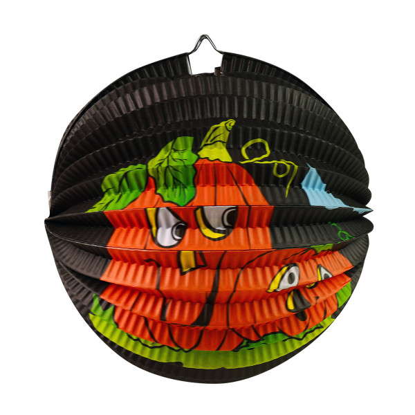 Lampion černý Halloween kulatý dýně 25 cm