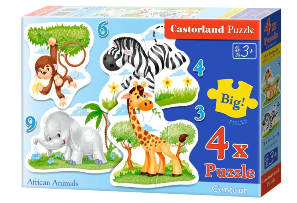 Castorland 005017 puzzle 4v1 mini (3,4,6,9) Africká zvířátka