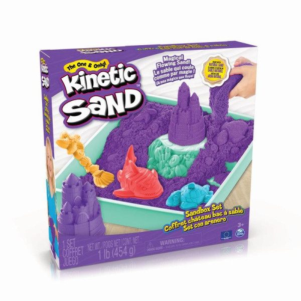 Spin Master Kinetic Sand krabice tekutého písku s podložkou fialová