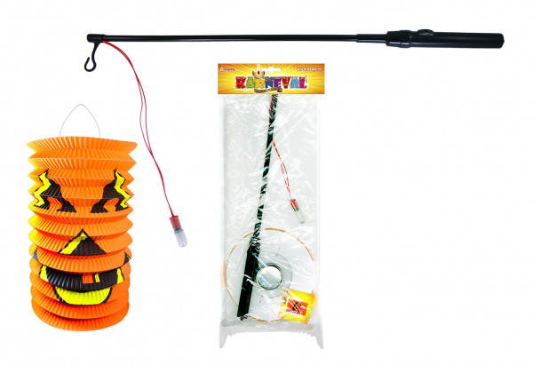 Lampion Halloween se svítící hůlkou 15 cm na baterie