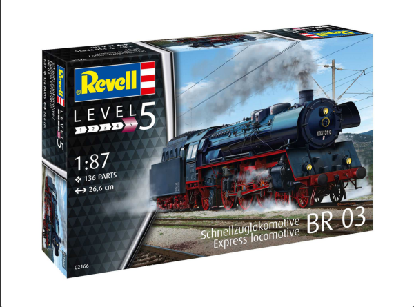 Revell Plastic ModelKit lokomotiva 02166 - Standard express locomotive 03 class with tender (1:8