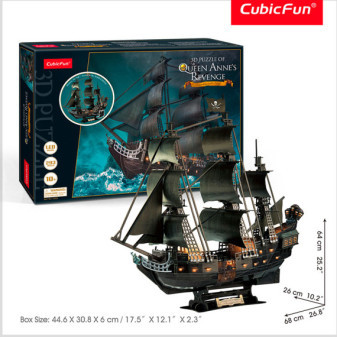 Cubicfun  Puzzle 3D Queen Anne's Revenges s LED světlem - 293 dílků