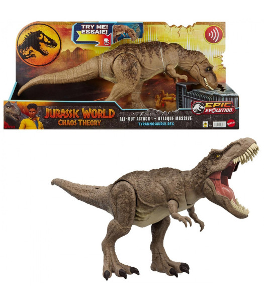 Mattel Jurasic World Zběsilý útok T-rexe se zvuky HXF53