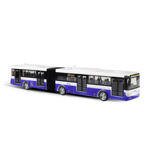 Kloubový autobus hlásí zastávky česky 36 cm modrý