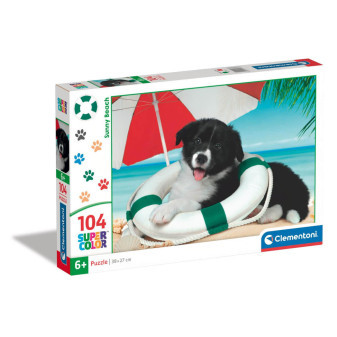 Clementoni 25767 Puzzle Super Color Slunečné pobřeží se psem 104 dílků