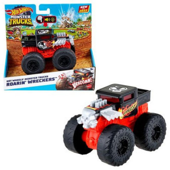 Mattel Hot Wheels Monster trucks svítící a rámusící vrak  černo-červený, HDX61