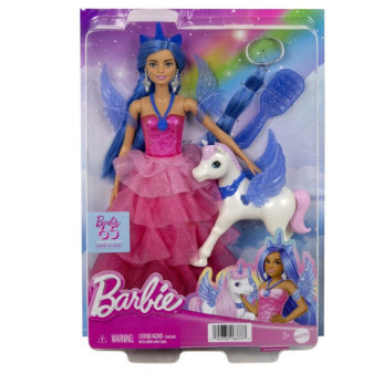 Mattel  Barbie Panenka 65.výročí safírový okřídlený jednorožec HRR16