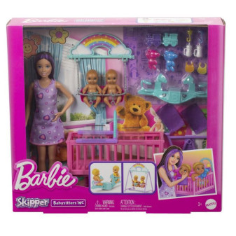 Mattel Barbie Panenka chůva s dvojčaty herní set HXM99