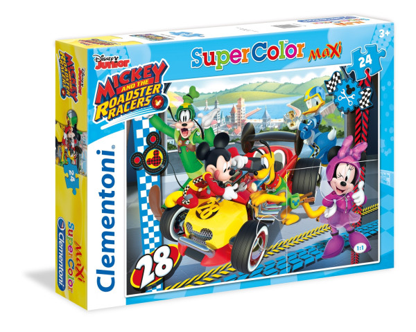 Clementoni puzzle Maxi 24 dílků Mickey závodní dílna