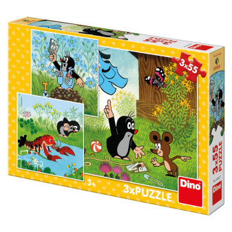 Dino puzzle Krteček a kalhotky 3 x 55 dílků