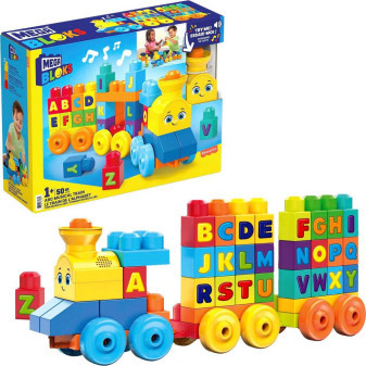 Mattel Mega Bloks hudební vláček s písmenky FWK22