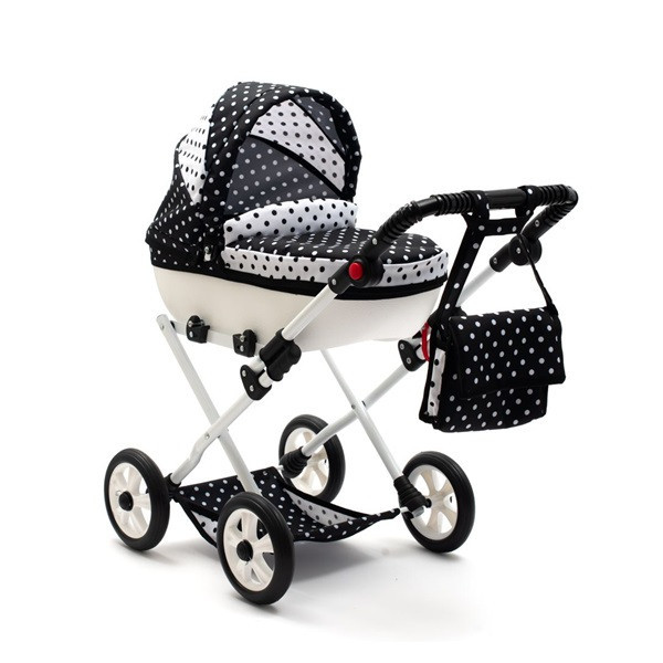 New Baby Dětský kočárek pro panenky COMFORT bílo-černý