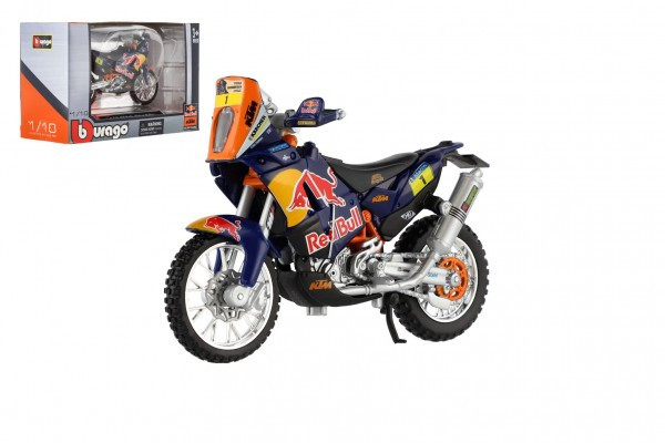 Burago motorka   KTM 450 Rally (Dakar Rally) kov/plast 12cm v krabičce 17x11x7cm