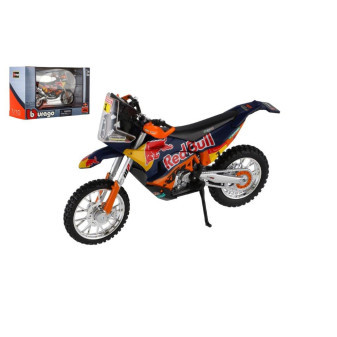 Burago Motorka Bburago Red Bull KTM Rally Dakar 2019 kov plast 12cm na volný chod v krabičce 17x11cm