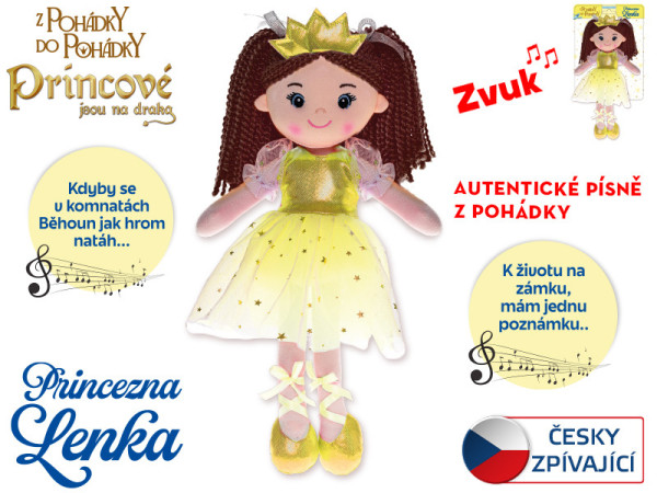 Panenka Princezna Lenka 35cm měkké tělo na baterie česky zpívající 0m+ na kartě