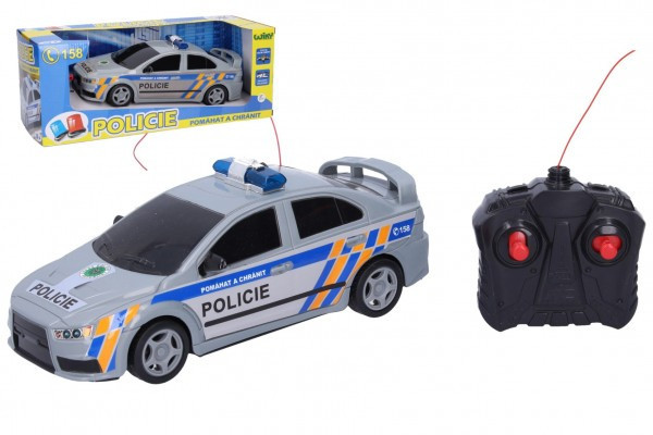 Auto RC Policie ČR plast 23cm 27 MHz na dálkové ovládání v krabici 32x12,5x13cm