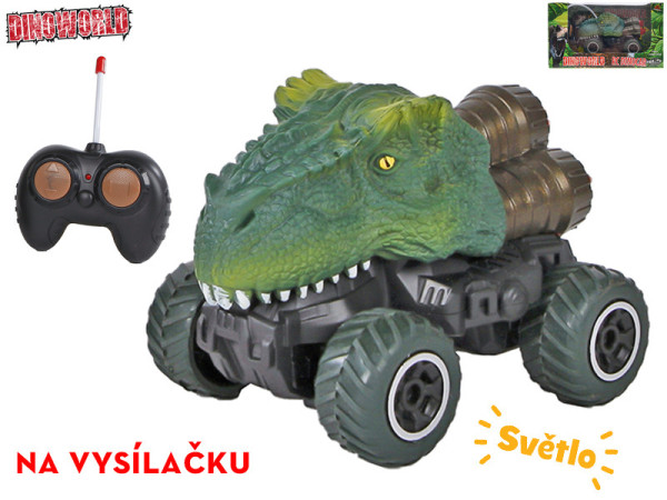 Dinoworld RC auto dinosaurus 12,5cm 27MHz plná funkce na dálkové ovládání se světlem v krabičce