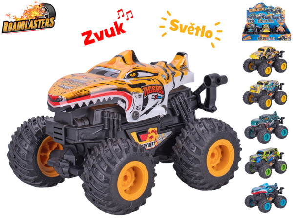 Auto Roadblaster monster truck 12cm na baterie na setrvačník se světlem a zvukem 6druhů