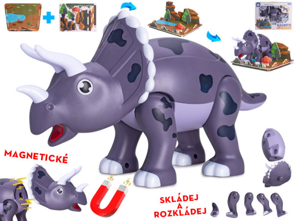 Dinosaurus Triceratops 28cm magnetický s doplňky 2ks v krabičce