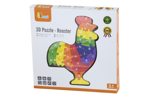 Viga Dřevěné  3D Puzzle - Kohout s písmenky