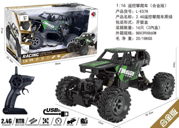 Jeep Crawler 1:16 Racing 78 R/C na dálkové ovládání s dobíjecím paketem 4x4