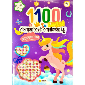 1100 Kamínků - Diamantové omalovánky - JEDNOROŽCI - vybarvi a nalep