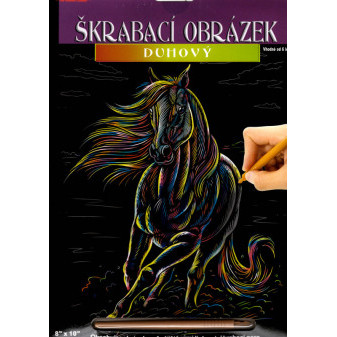 Creatoys Škrabací obrázek - duhový  kůň s hřívou