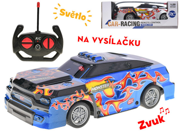 R/C auto závodní 20cm plná funkce se světlem 27MHz 2barvy v krabičce na dálkové ovládání