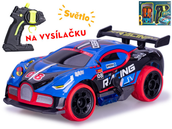 R/C auto závodní na dálkové ovládání 13cm 1:32 2,4GHz plná funkce na baterie se světlem v krabičce