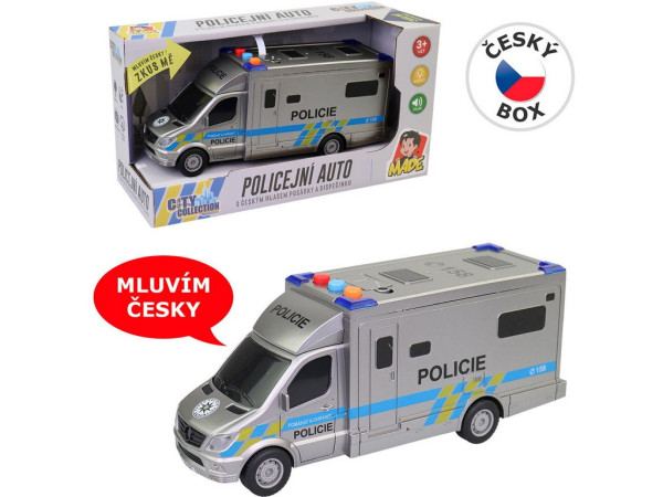 Auto policejní 19,5 cm, světlo, český zvuk, na baterie