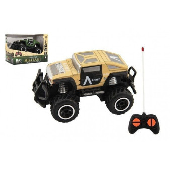 Auto RC mini vojenské SUV plast 14cm 27MHz na dálkové ovládání na baterie se světlem 2 barvy