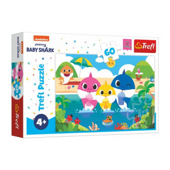 Trefl Puzzle 17370 Puzzle Žraločí rodinka na dovolené Baby Shark 60 dílků.