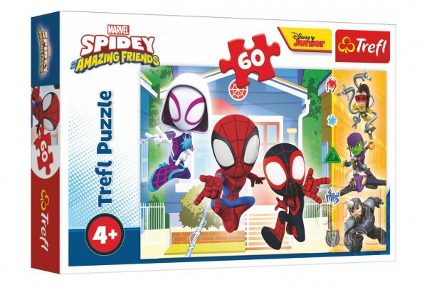 Trefl Puzzle Ve Spideyho světě Spidey a jeho úžasní přátelé 33x22cm 60 dílků v krabici 21x14x4cm