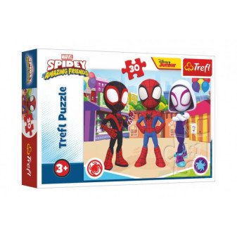 Trefl Puzzle Dobrodružství Spideyho a přátel 27x20cm 30 dílků v krabičce 21x14x4cm