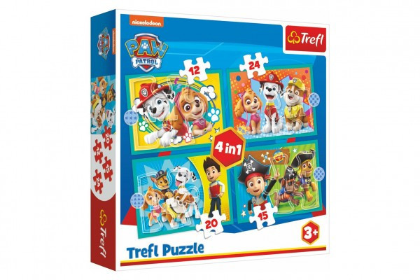 Trefl Puzzle 4v1 Šťastný tým Paw Patrol Tlapková Patrola v krabici