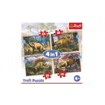 Trefl Puzzle 4v1 Zajímaví dinosauři 28,5x20,5cm v krabici 28x28x6cm