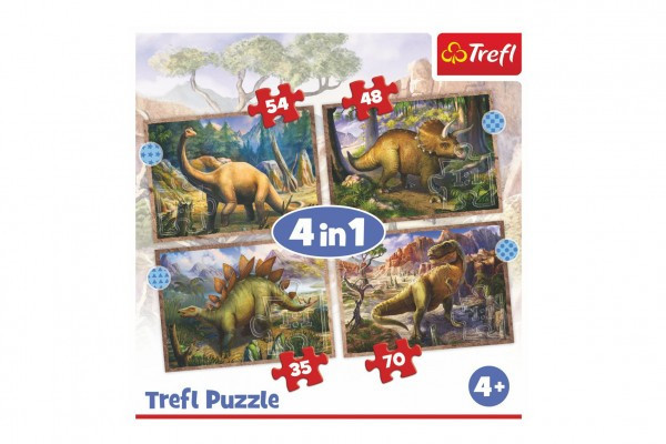 Trefl Puzzle 4v1 Zajímaví dinosauři 28,5x20,5cm v krabici 28x28x6cm