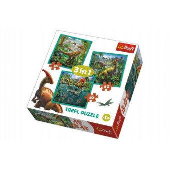 Trefl Puzzle 3v1 Svět Dinosaurů 20x19,5cm v krabici