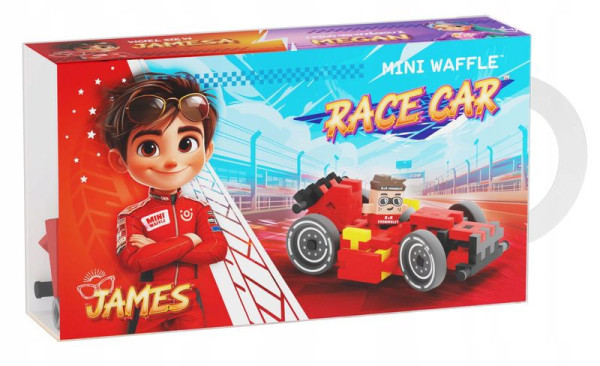 Stavebnice Waffle mini 50 dílků James Race car červený