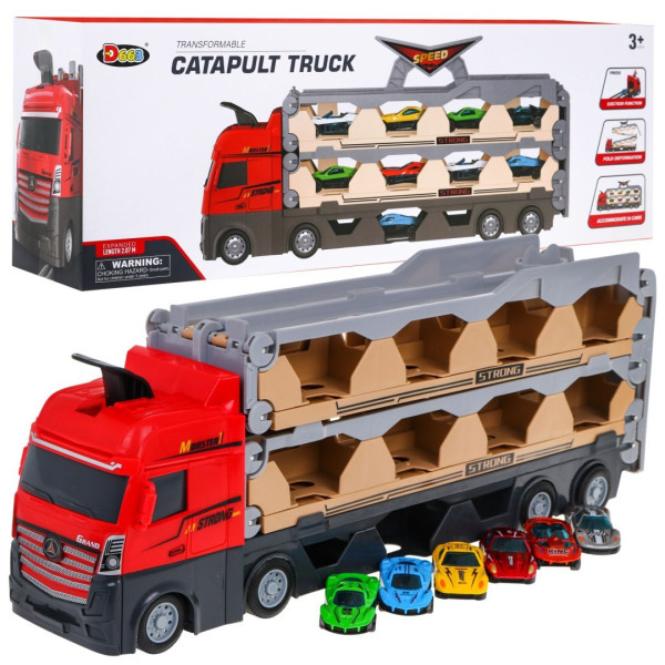 Auto truck 3v1 s dráhou a autíčky 45 cm po rozložení až 207 cm