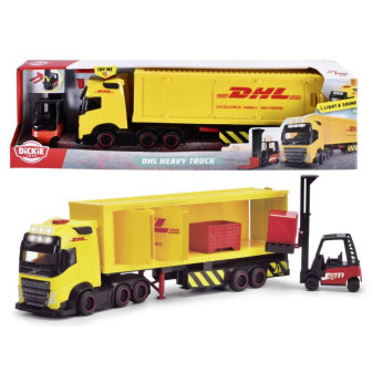 Dickie DHL nákladní auto Volvo FH 16 s vysokozdvižným vozíkem 35 cm se světelnými a zvukovými efekty