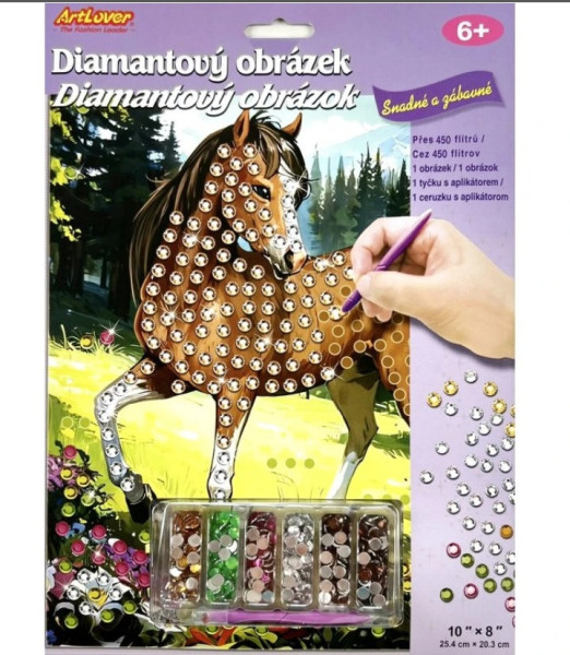 Diamantový obrázek - kůň s hnědou hřívou